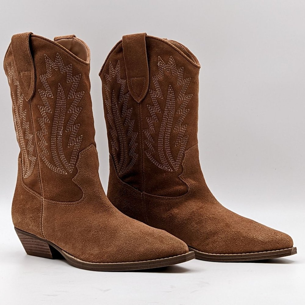 NWOB Marc Fisher LTD Women Natara Cowboy Suede Western Boots Size 8